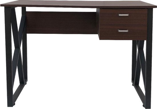 Bureau table ordinateur Sturdy - table d'appoint - industriel vintage - noir métal bois marron