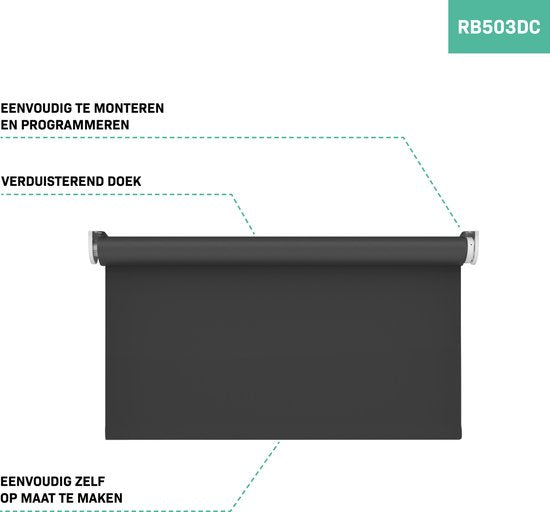 VONROC SMART BLINDS - Store électrique - Extension - 80 x 190 - Noir - Sans télécommande ni câble de chargement