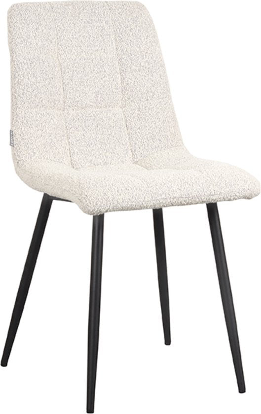 LABEL51 Chaise de salle à manger Juul - Blanc - Tissu - Structure noire - Chaise - Chaise de salle à manger régulière