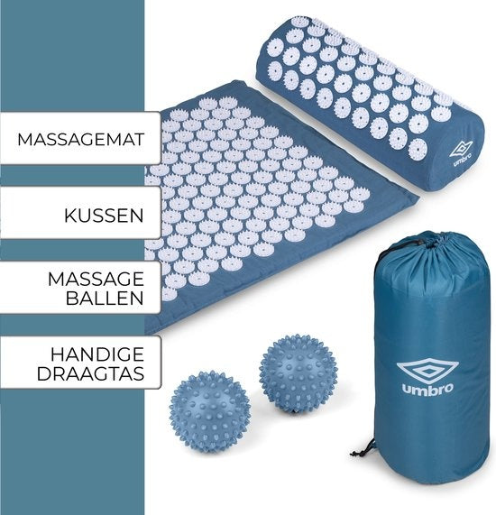 Tapis d'ongles Umbro - Tapis d'acupression - Tapis Shakti - Tapis de massage - 42x71cm - Bleu