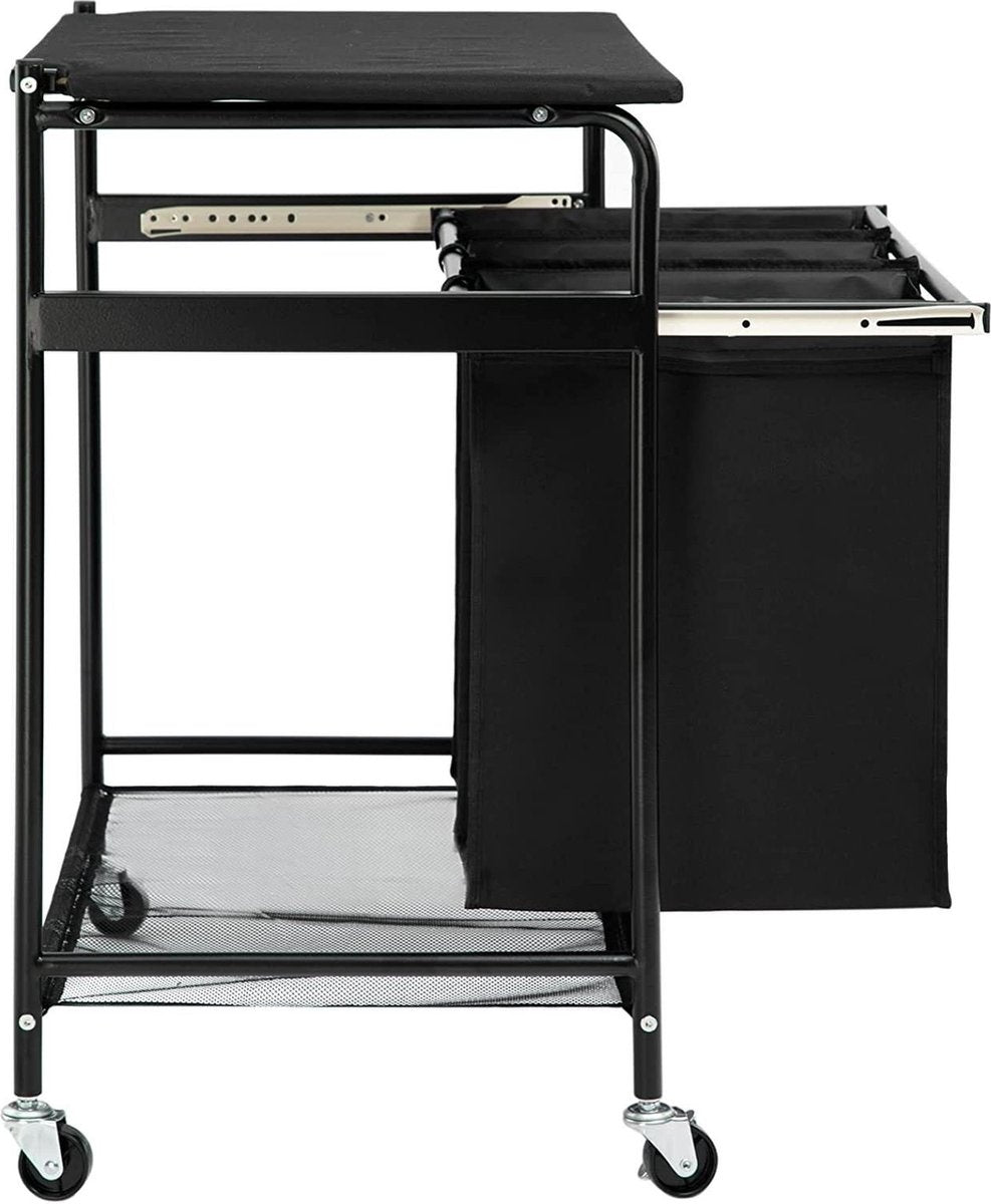 Niceey Panier à linge sur roulettes - 3 compartiments extensibles - Noir