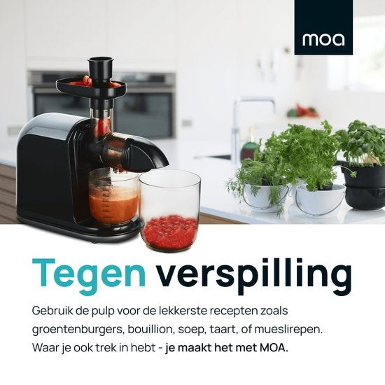 MOA Slowjuicer horizontal - Pour fruits et légumes - Pulpe sèche - 700 ml - Noir - SJ15G