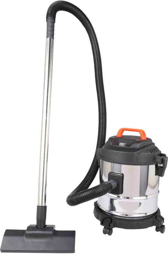 Fuegobird - Aspirateur électrique eau et poussière - Puissance de 2 000 W - Grande capacité de 18 L - Cordon de 4 m - Raccord pour soufflerie - 7 accessoires - Tuyau en plastique de 1,6 m - Filtre HEPA - Aspirateur de chantier - Aspirateur en acier inoxyd