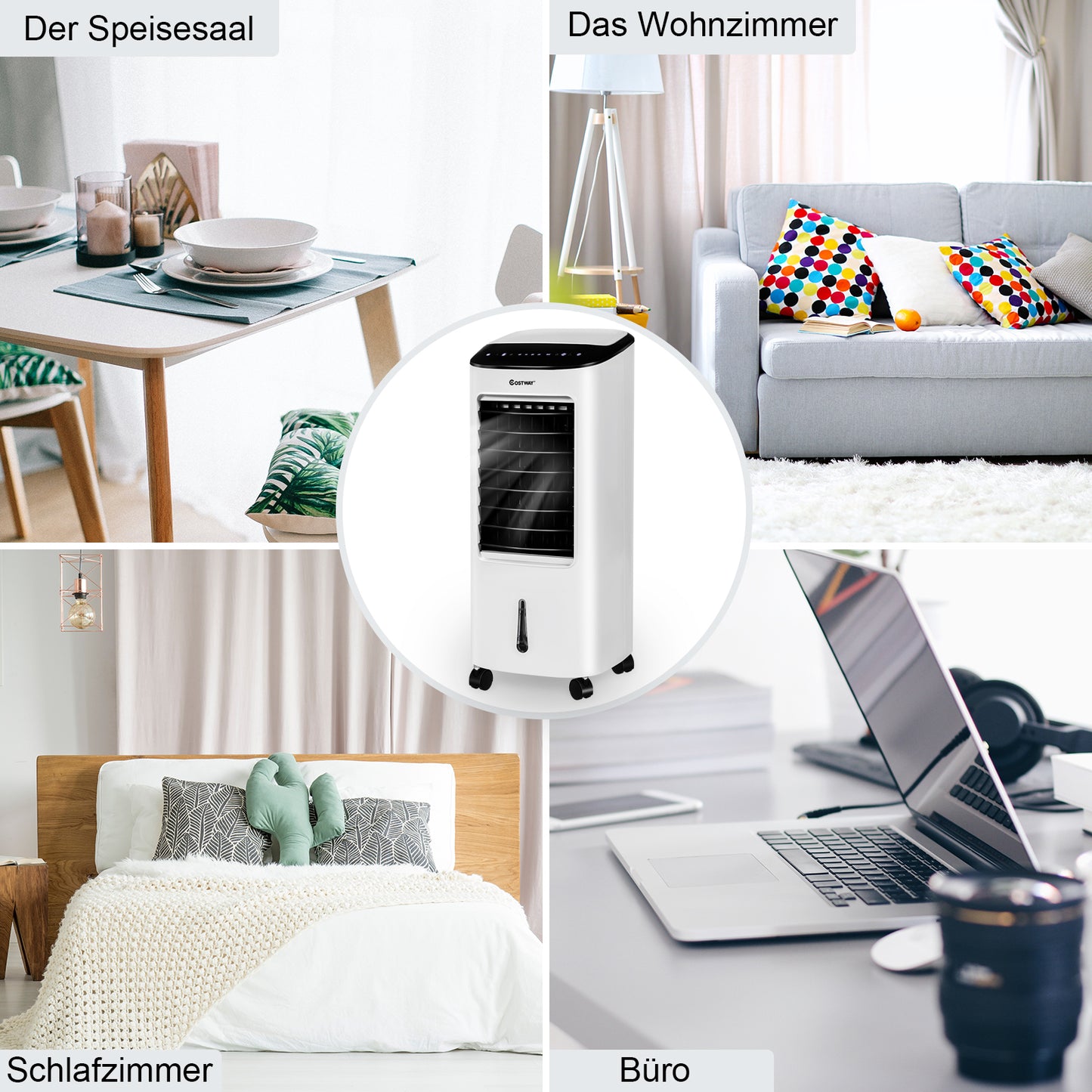 Coast Air Cooler - Humidificateur - 4-en-1 - Avec éléments de refroidissement et télécommande - 65W - Blanc