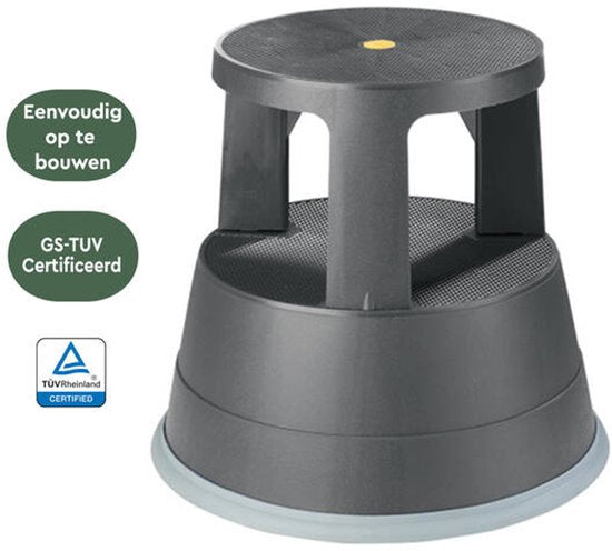 BRASQ Tabouret de marche noir ST200 - Mobile - Capacité 150 kg - Tabouret de marche - Tabouret de marche adultes - Pied d'éléphant