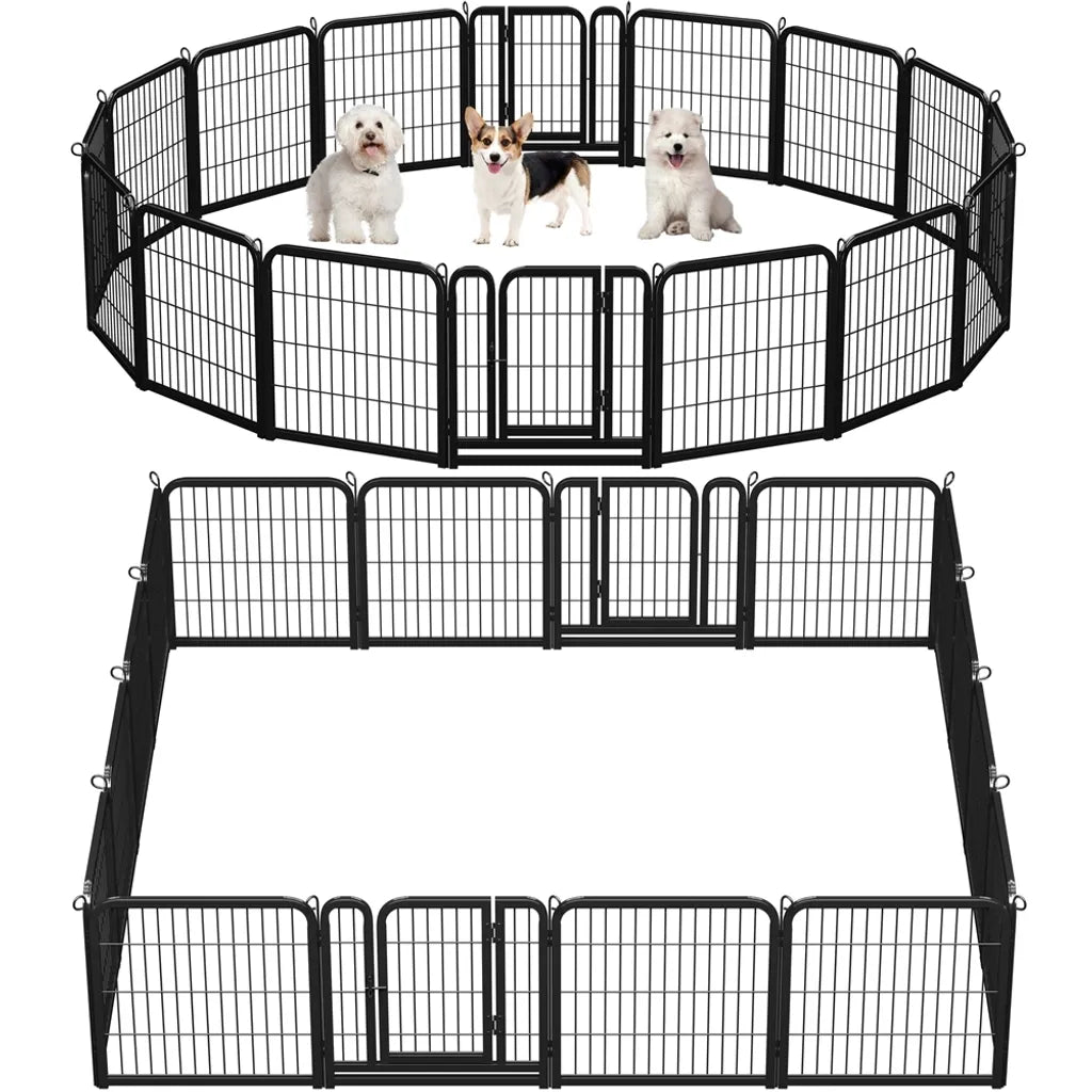 Yaheetech Enclos pour chiots - 16 pièces - Pliable - 60,5 cm de hauteur - Verrouillage automatique - Noir