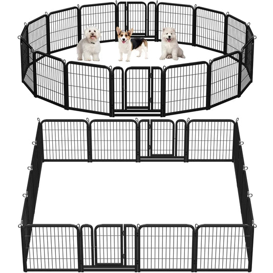 Yaheetech Enclos pour chiots - 16 pièces - Pliable - 60,5 cm de hauteur - Verrouillage automatique - Noir
