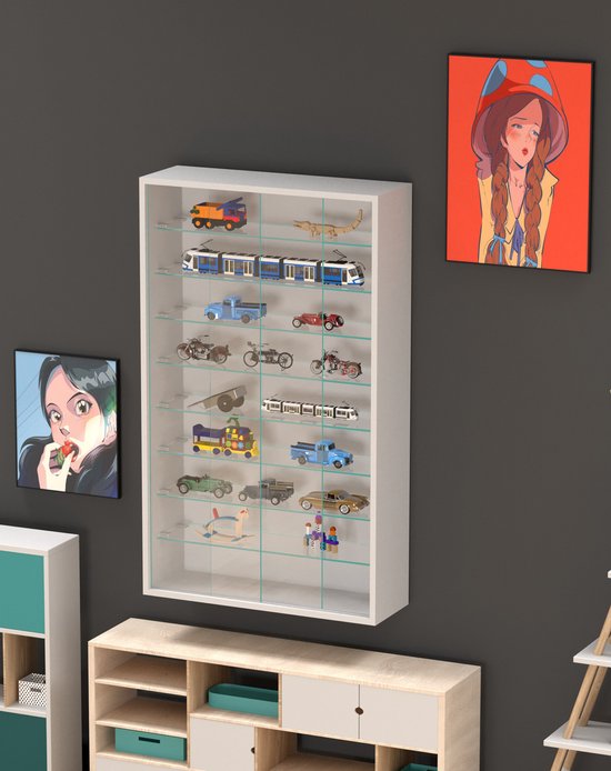 VDD Vitrine d'exposition murale suspendue - 60 x 105 x 20 cm