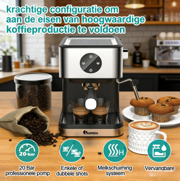 Machine à expresso Iagreea CM3050 - 20 bars - Buse à vapeur - 1,5 L - Acier inoxydable