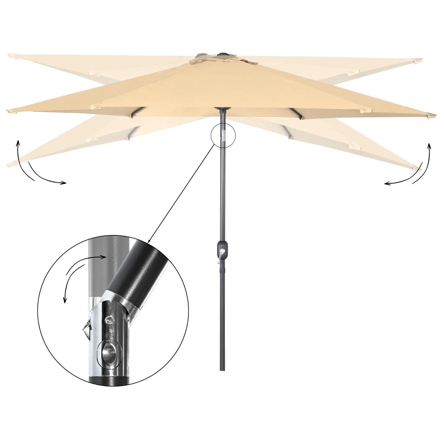 Angel Living, parasol suspendu rectangulaire de 300 cm - Parasol avec pied en croix et bras pivotant - Rouge