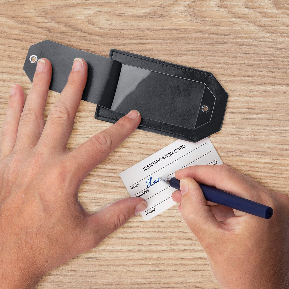 TRVLMORE Etiquette de bagage - Cuir - Pour valises et sacs - 4 pièces - Noir