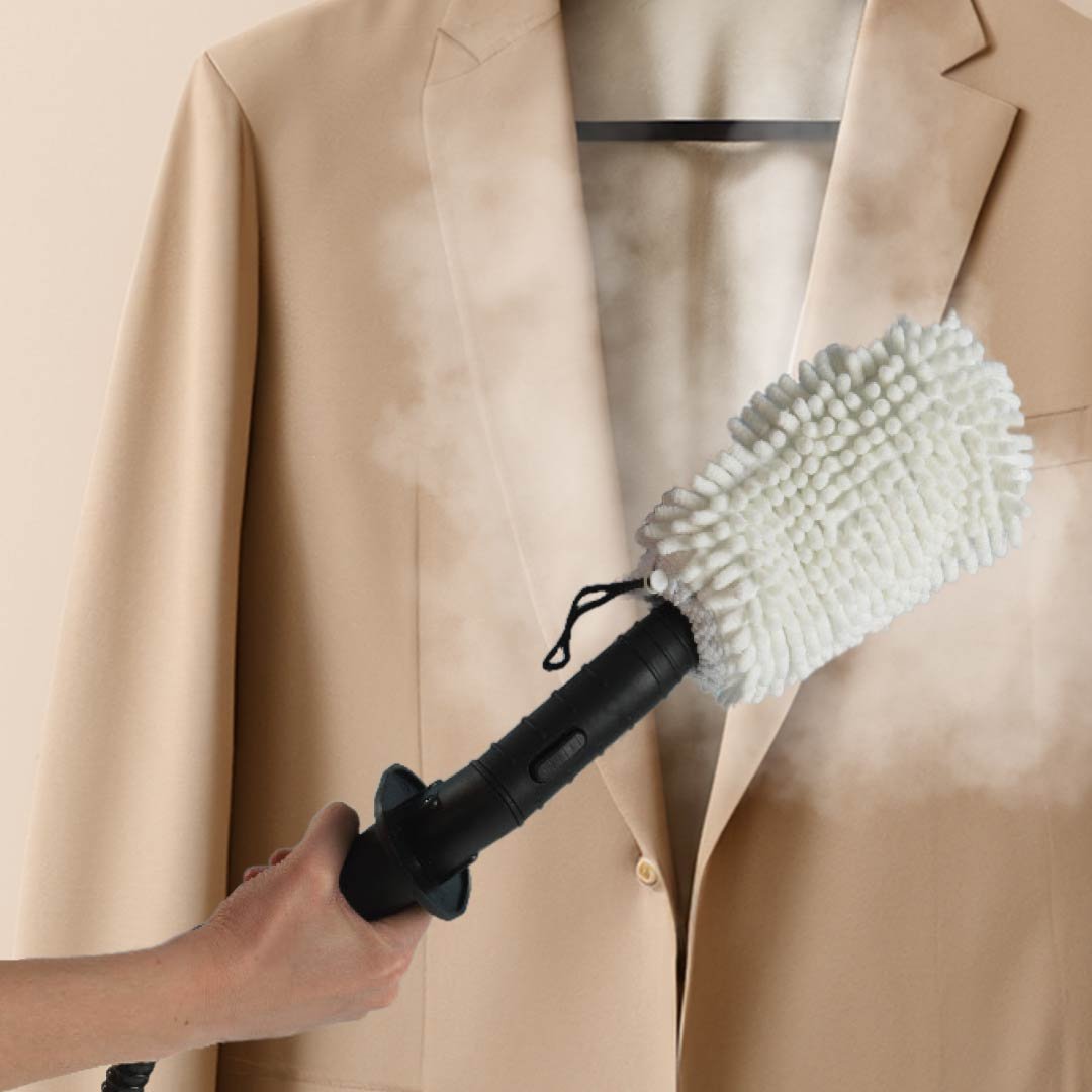 Kit Livington Steam Twister Pro - Grande buse pour surfaces délicates - Nettoyeur de vitres inclus - Tampons en microfibre lavables