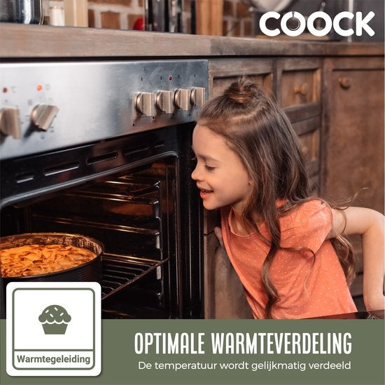 COOCK 3-Piece Baking Tray Set Square- Springform - Cake Tray Rectangle with Non-stick Coating - 24 to 28 Cm Diameter -Cake Pan Incl. Dough Scraper & E-Book