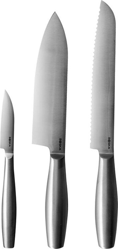 Couteaux de cuisine Boska Copenhagen - Lot de 3 - Pour tout type d'aliments - Set de couteaux - Design unique - Résiste au lave-vaisselle - acier inoxydable