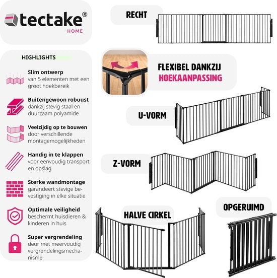 tectake® - Clôture de cheminée clôture de sécurité- Agni - 5 éléments - stable et sûre - 403569