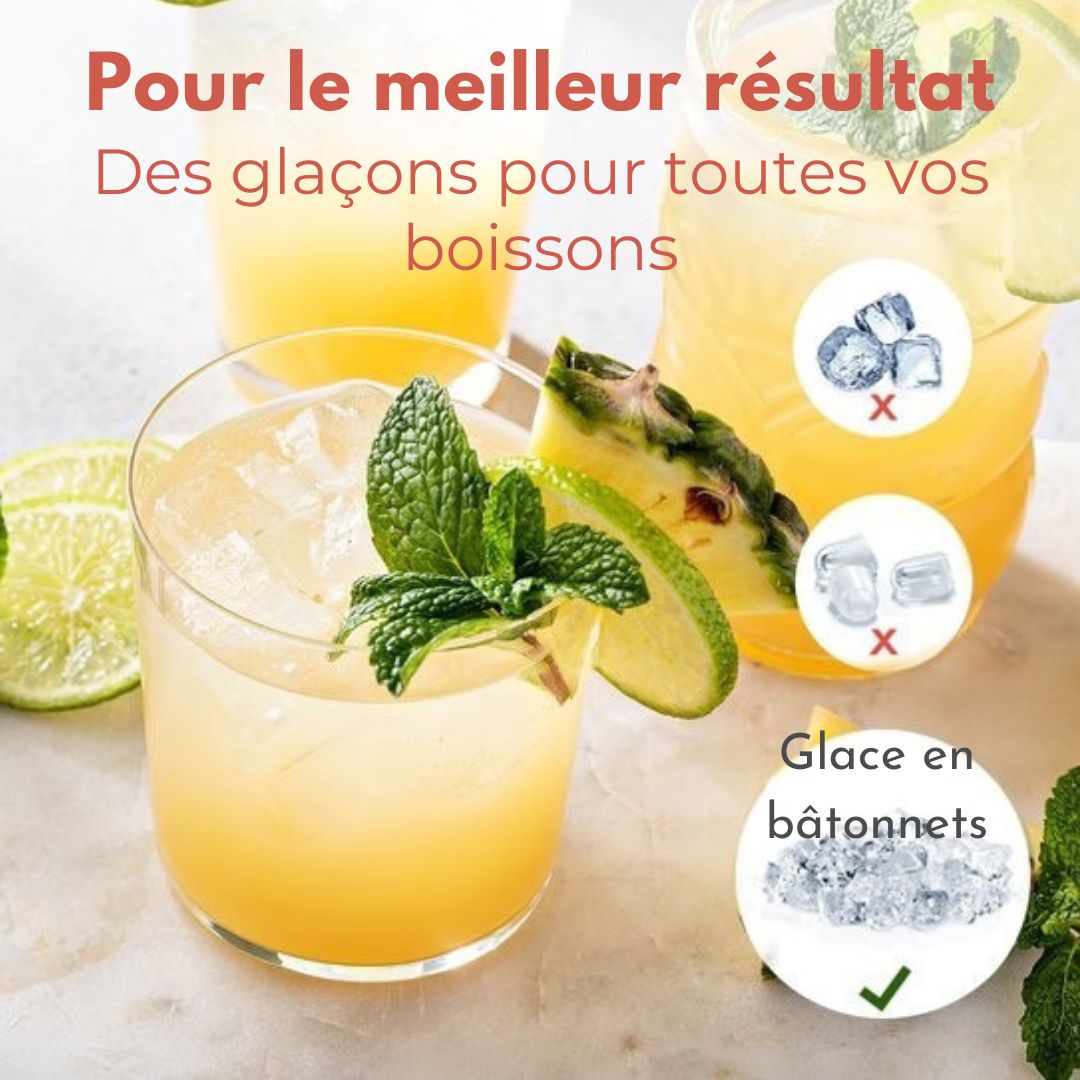 Machine à glace pilée - KitchenBrothers - avec pelle à glace - 1.1L - Portable - 15kg/24 heures - Noir