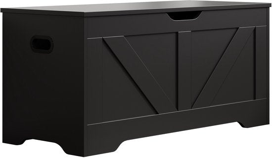 DMV - Boîte de rangement - Boîte de rangement en bois - Boîte de rangement - Boîte à jouets - Boîte à couvertures - Boîte de rangement d'intérieur - noir - grand - 100 x 40 x 46 cm