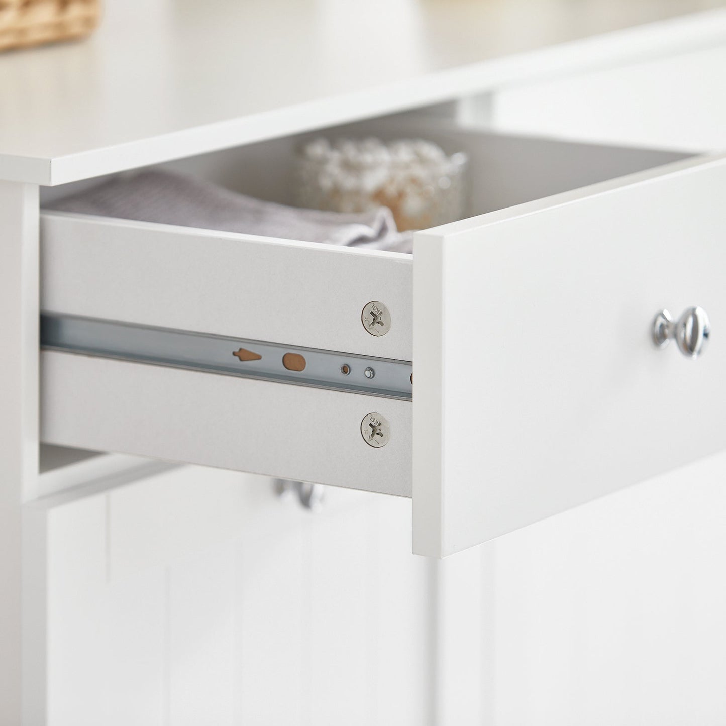 SoBuy BZR33-II-W Meuble de rangement pour salle de bains avec 2 tiroirs et 2 paniers à linge - Blanc - 78x90x38 cm