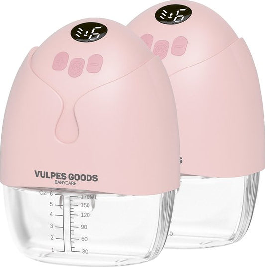 Tire-lait mains libres électrique sans fil - Vulpes Goods® BabyCare - Portable - 2 pièces - version MAX - rose