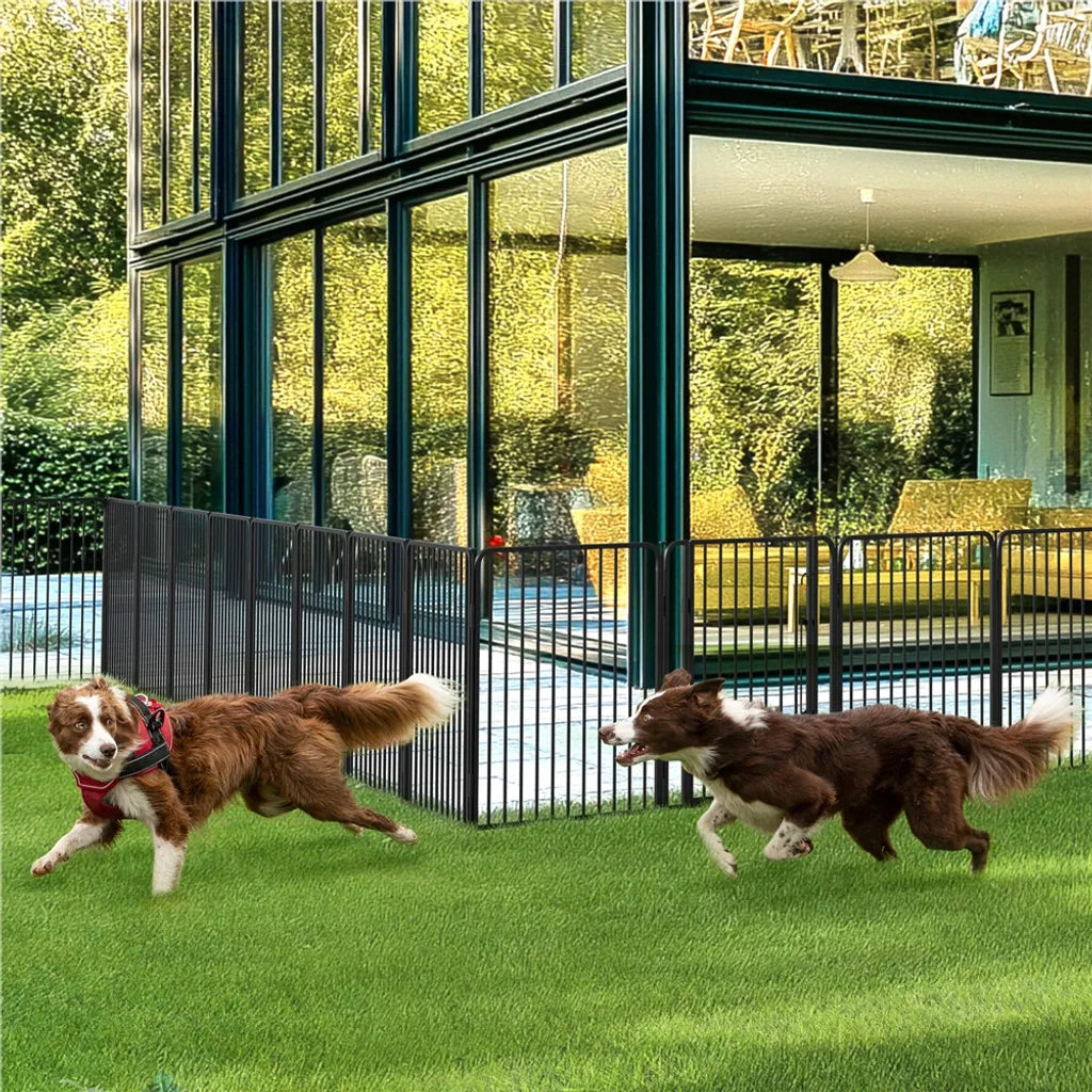 Yaheetech Enclos pour chiots et chiens, 8 panneaux - Noir - 80 cm de hauteur - Pliable, avec porte et verrou de sécurité