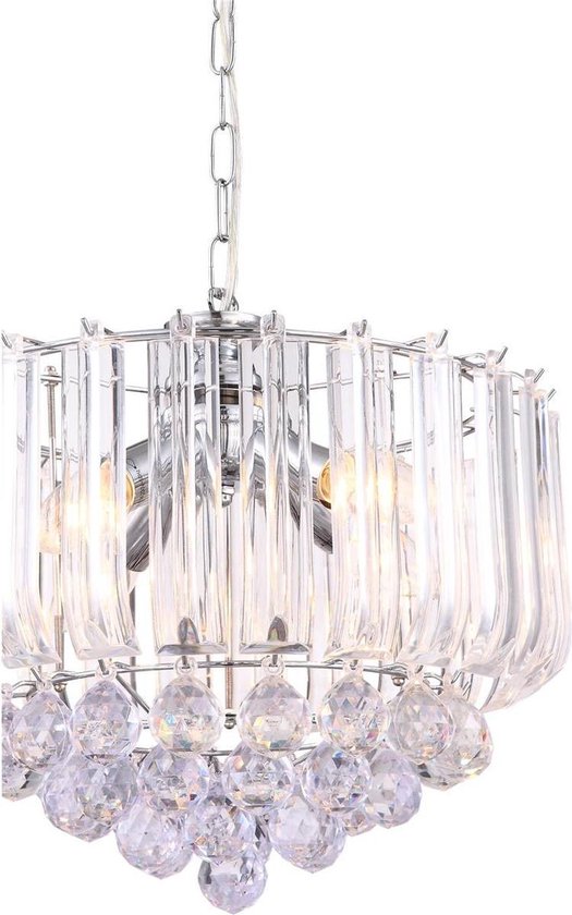 Lustre Globo Minnesota LED - Chrome avec décor en acrylique transparent et cristaux en acrylique