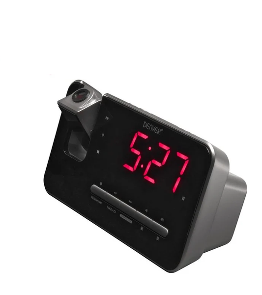 Radio-réveil Denver avec projection - Réveil numérique - Radio FM - Double alarme - CRP618 - Noir