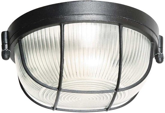 Plafonnier Lisanne 1342ZW | Métal noir et abat-jour en verre | Ø 17 cm, hauteur 8 cm | Mexlite | Design tendance pour l'intérieur
