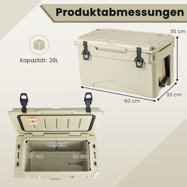 Glacière moulée par rotation Coast 28 L – 60 x 33 x 35 cm – Kaki