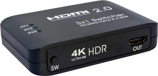 Techvavo® Commutateur HDMI - 3 entrées 1 sortie - Supporte 4K@60Hz 3D HD 1080p - Avec télécommande