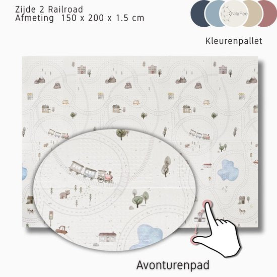 NilaFee® - Tapis de jeu pour bébé - Tapis de jeu - Antidérapant - Pliable - Sac de rangement - 150 x 190 x 1 cm - XPE - Hydrofuge - Voiture - Train - Terrazo White