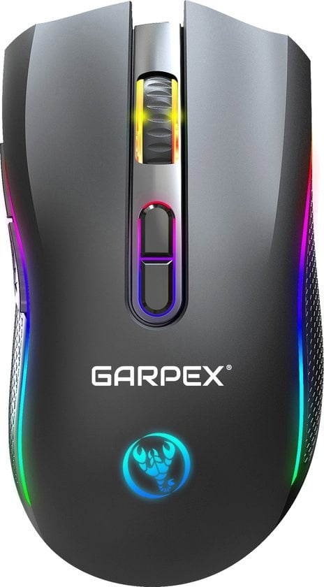 Garpex® Silent Wireless Mouse - Gaming Mouse - Computer Mouse - Mouse Wireless - With LED Lighting - Rechargeable - Black