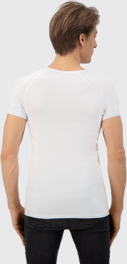 Tshirt Anti transpiration - Fibershirts® - Coussinets d'aisselles cousus - Maillot de corps - Blanc - Col rond - Hommes - Taille L