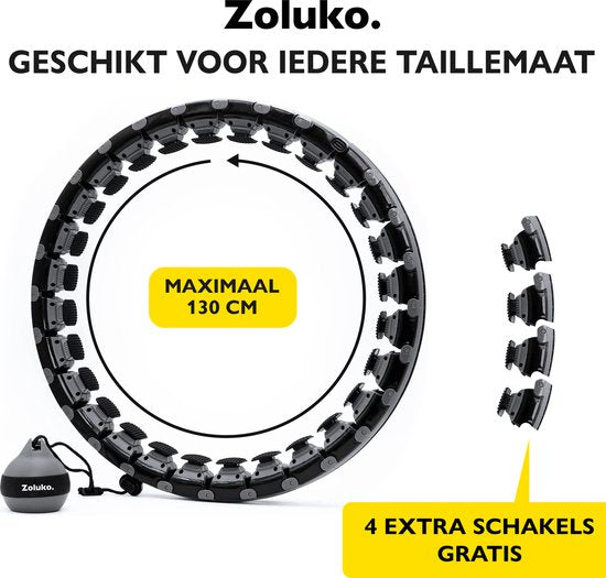 Zoluko Hula Hoop XXL - 130 cm de circonférence - livre électronique inclus - Hula Hoop - Hoop - Hula Hoop Fitness - Hula Hoop Fitness - Fitness Hoop - Hula Hoop lesté - Hula Hoop lesté - Hula Hoop avec poids - Hula Hoop Adultes - Hula Hoop Fitness - Body