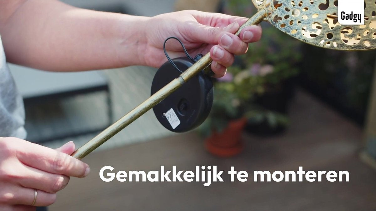 Gadgy Solar Tuinverlichting - Maan Lamp met grondspies - Tuinverlichting op zonneenergie Buiten - Set van 2 st. - Led Buitenverlichting met Sensor - Tuinlantaarn - Tuinfakkel 88 cm hoog - Tuinsteker - Brons - Metaal
