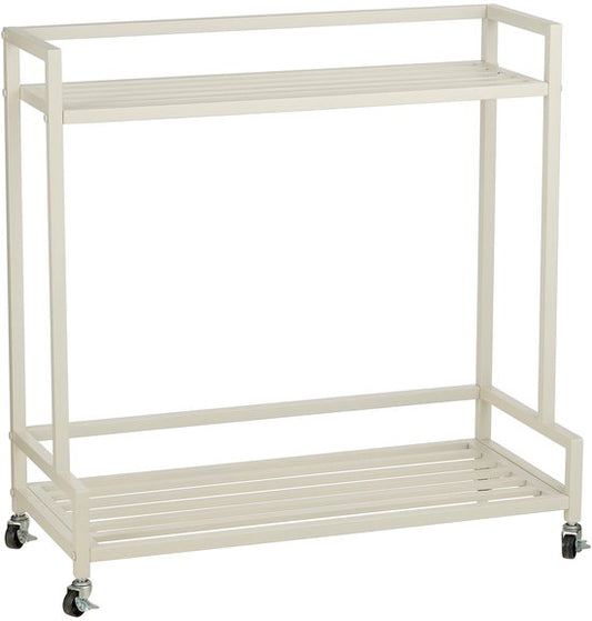 Mica Decorations Greenrax Étagère à plantes sur roulettes - Support pour plantes d'intérieur, plantes d'extérieur ou outils de jardinage - Plusieurs plateaux - 80 x 35 x 81 cm - Fer - Blanc cassé