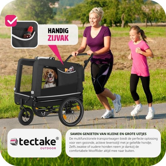 tectake® - Hondenkar WoofRider fietskar - zwart - inklapbaar - tot 40 kg - hondenbuggy hondenwagen