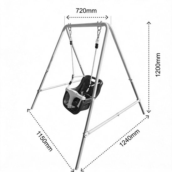 Balançoire 2-en-1 AXI en métaux, couleur verte/crème – Balançoire évolutive - Ensemble de balançoire autonome avec siège en plastique et siège pour bébé - Ensemble de balançoire pour enfants