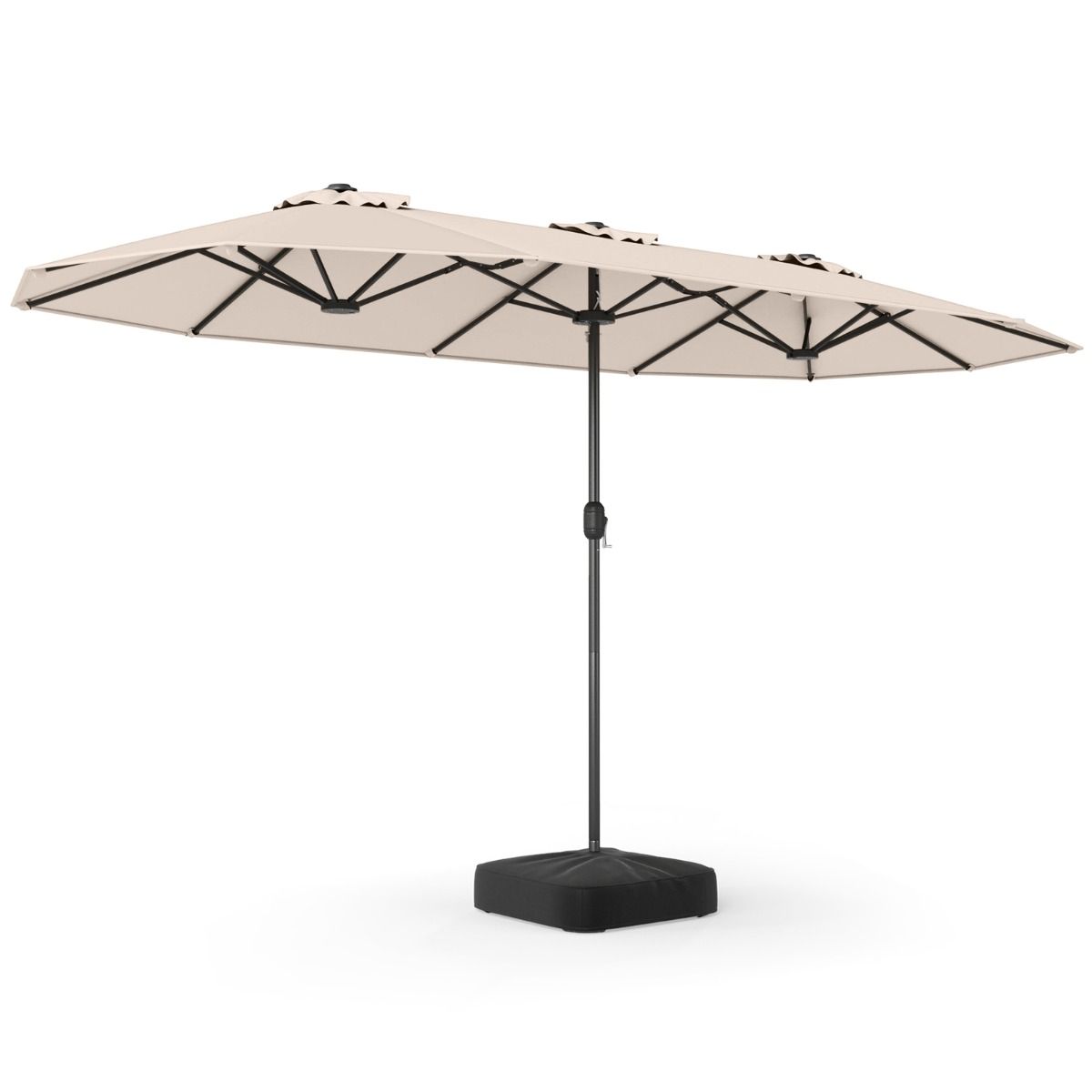 Parasol de terrasse double Coast - très grand format - avec manivelle et pied lesté - beige 400 x 212 cm