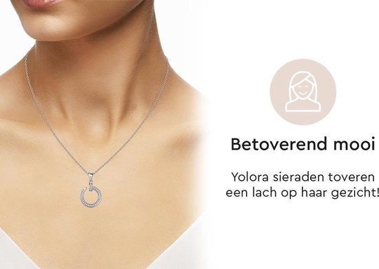 Yolora Collier Femme avec Pendentif Rond - Cristaux Kalpa Camaka - Argent - Plaqué Or Blanc 18K - Collier Femme Argent - Bijoux - Collier - Boîte Cadeau de Luxe - Boîte Cadeau - Boîte Cadeau - Bel Emballage Cadeau