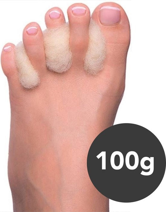 Saaf Antidruk Wol - 100 Gram - Wandel, Hardloop, Fiets Wol voor Voeten - Voetwol - 100% Merino Wol
