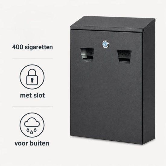 Cendrier mural Ceruzo noir – Grand format – Avec serrure – Cendrier d'extérieur – 32 x 26 x 8,5 cm