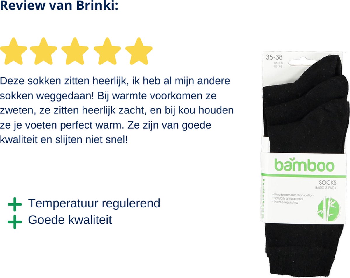 Lot de 3 paires de chaussettes Apollo en bambou - Noir - Taille 43/46