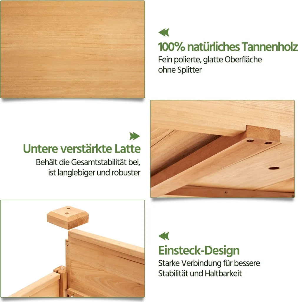 Yaheetech : bac à plantes surélevé à roulettes 87 x 47 x 83,5 cm - Marron clair - Bac de culture en bois avec étagère de rangement