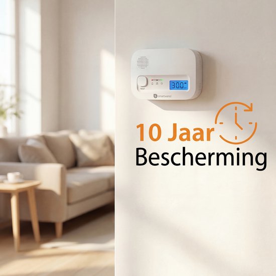 Smartwares FGA-13041 - Détecteur de monoxyde de carbone - 85 dB - Durée de vie de 10 ans - Certifié BSI