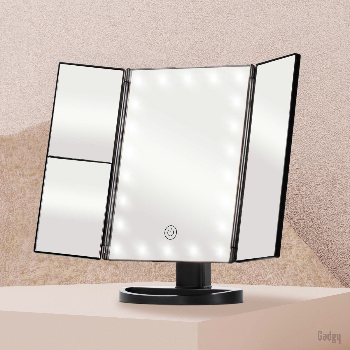 Gadgy Make Up Spiegel met Verlichting - Cosmetica Spiegel - Scheerspiegel - Staand met 2 Vergrootspiegels - op Batterijen of USB (kabel incl) - Cadeau voor Vrouw