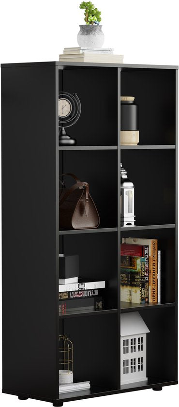 DMV - Bibliothèque - Armoire murale - Armoire de rangement - Noir - 8 compartiments