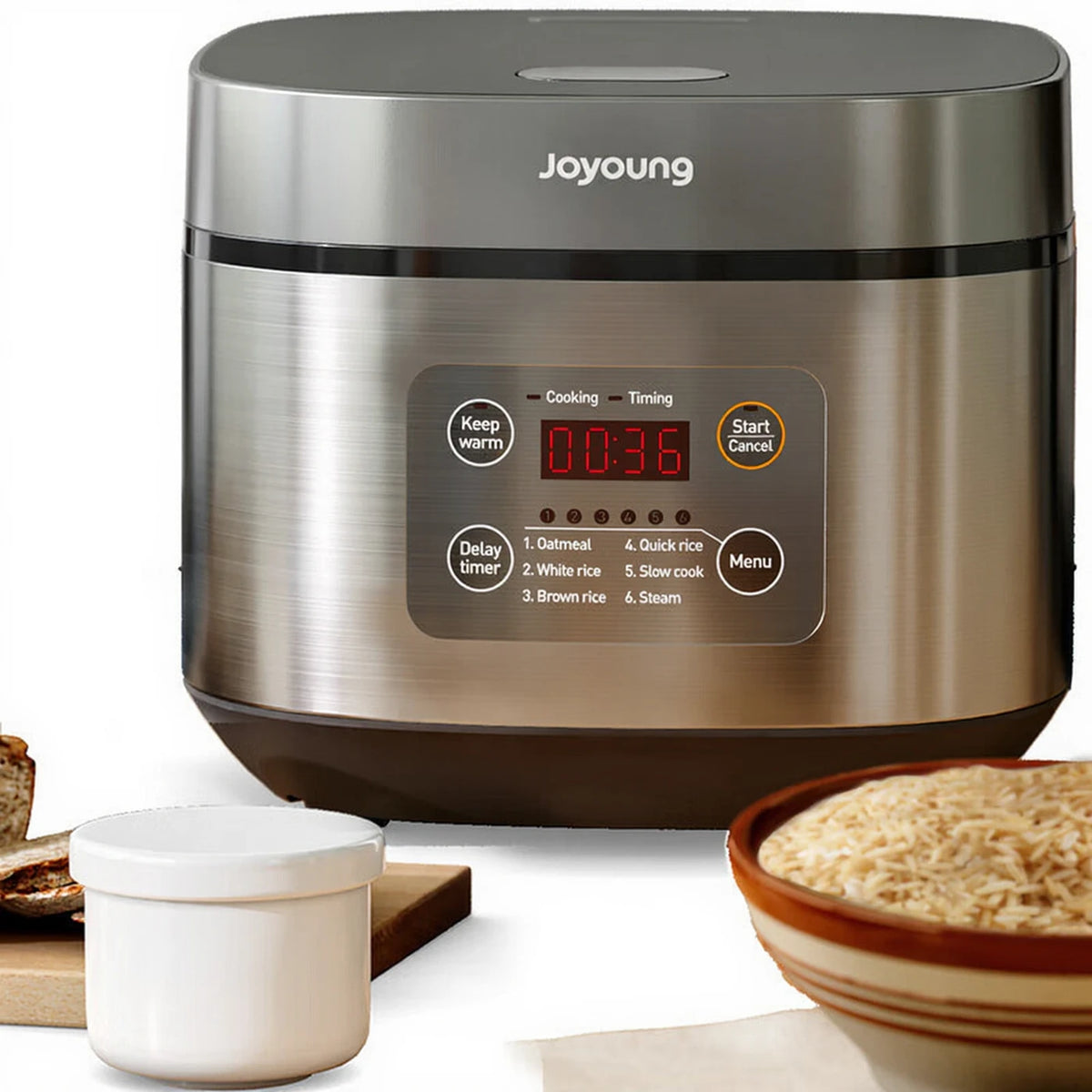 Cuiseur à riz Joyoung - 4 litres - 860 W - Multifonction - Minuterie intelligente et voyant LED - Cuve intérieure antiadhésive