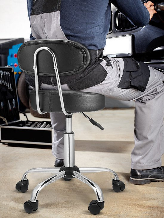 Tabouret pivotant Casaria avec dossier - Hauteur d'assise réglable 46 - 60 cm