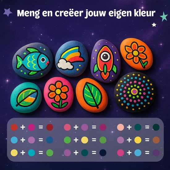 Vaive Stone Painting 61-piece - Glow in the Dark Happy Stones - Artisanat - Kit de bricolage pour filles et garçons - Kits de bricolage