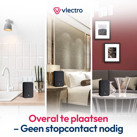 Vlectro - Sonnette sans fil avec 1 ou 2 récepteurs - Noir - Sonnette avec 2 récepteurs